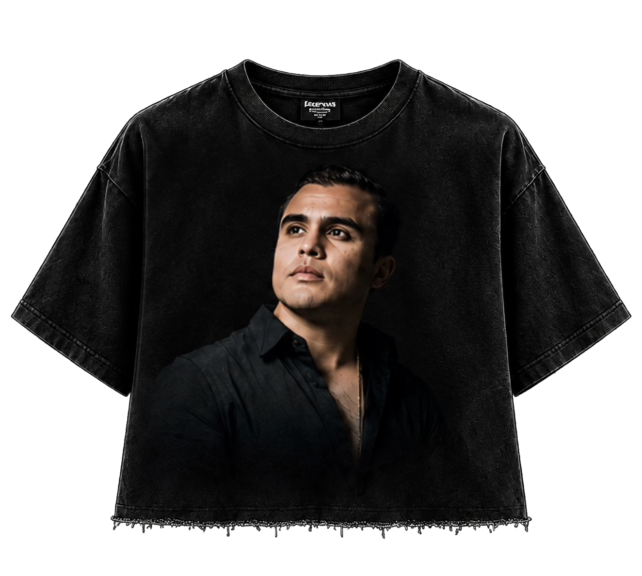 Front of Black Takeover cropped tee