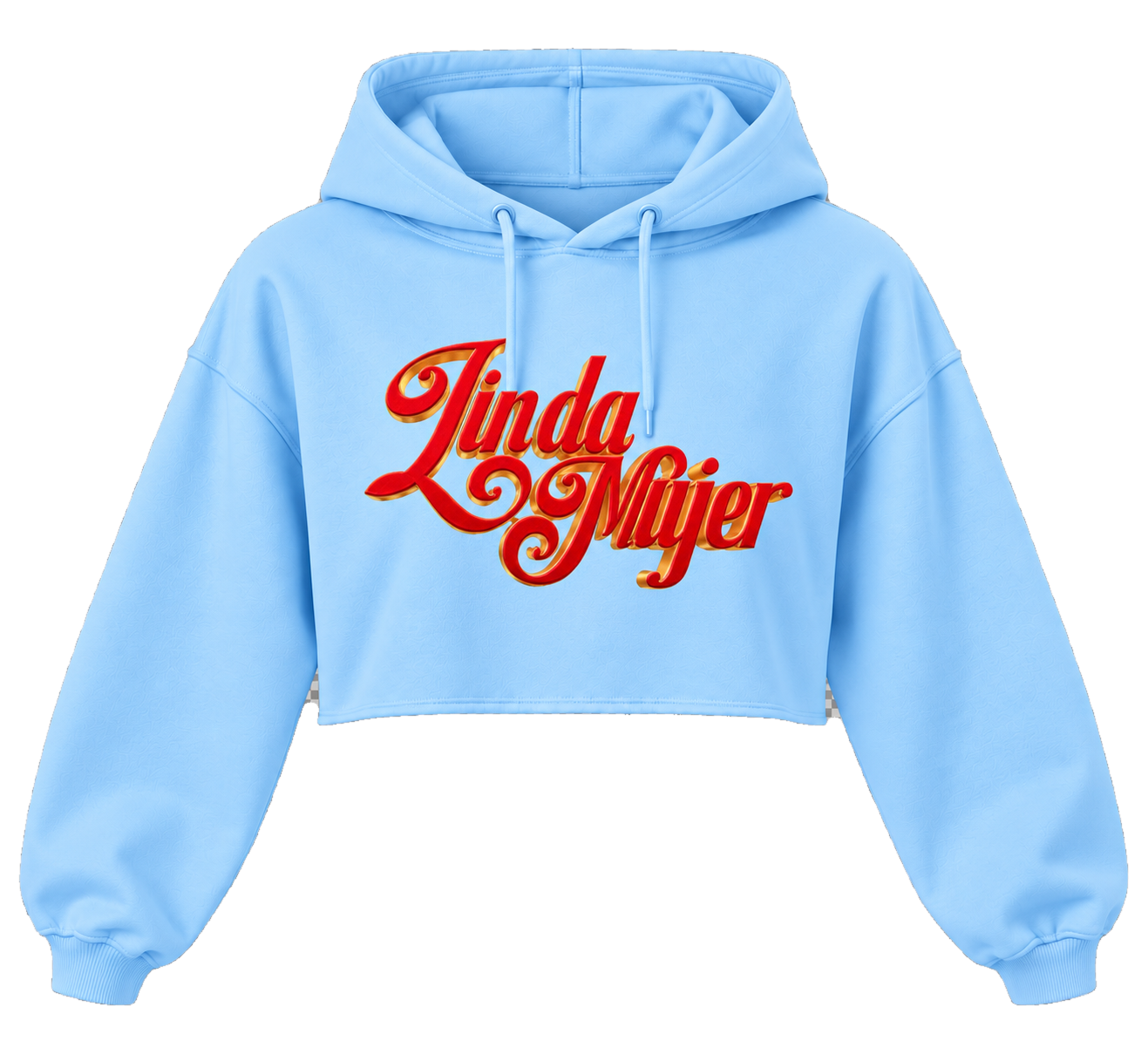 Front of Sky blue Linda Mujer crop hoodie